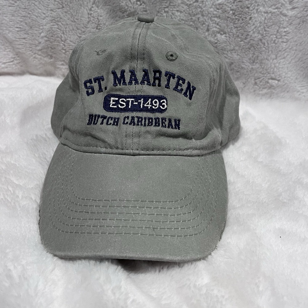 NWOT‎ St Maarten Dutch Caribbean Islands Adjustable Hat Cap Ball Greenish-Beige